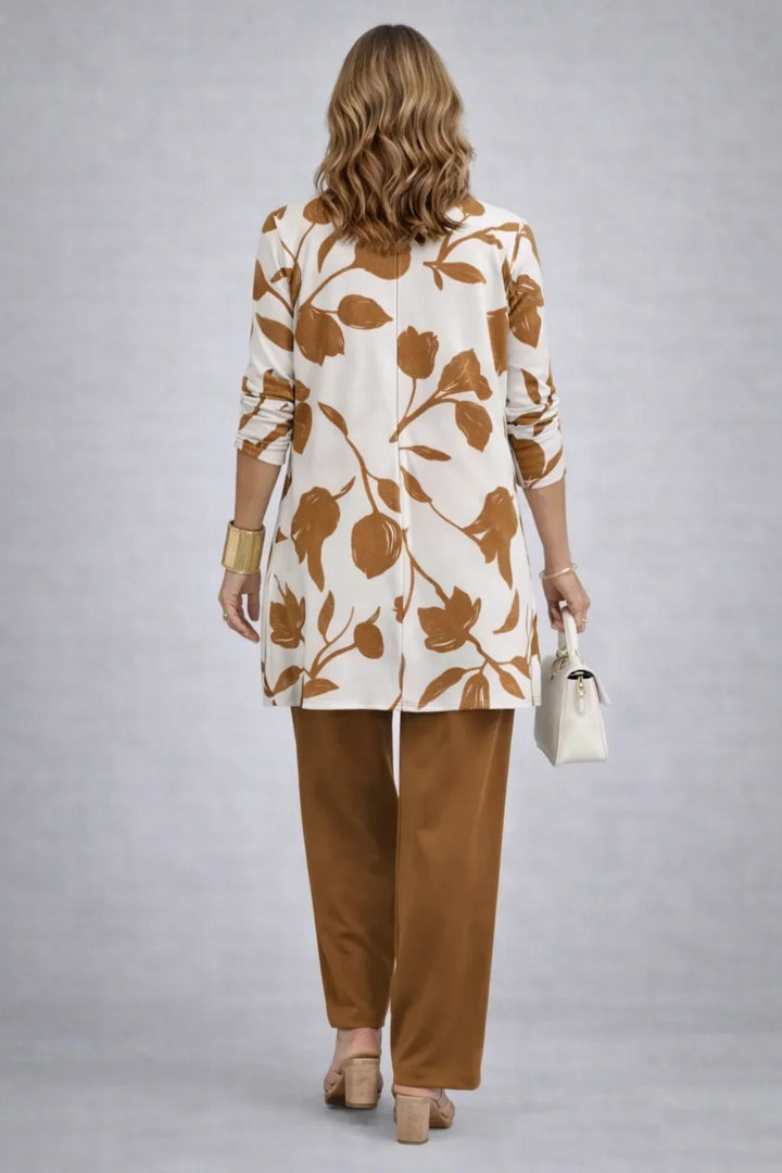 Henrietta | Caramel Leaf-Print Three-Piece Set