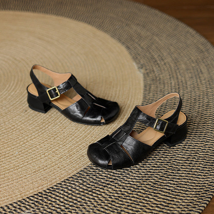 Carmen | Woven Closed-Toe Block-Heel Sandals