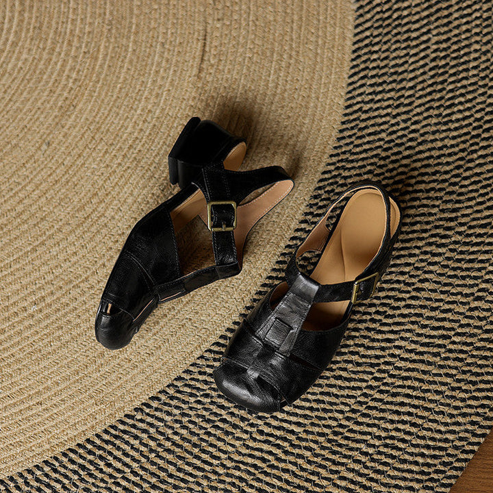 Carmen | Woven Closed-Toe Block-Heel Sandals