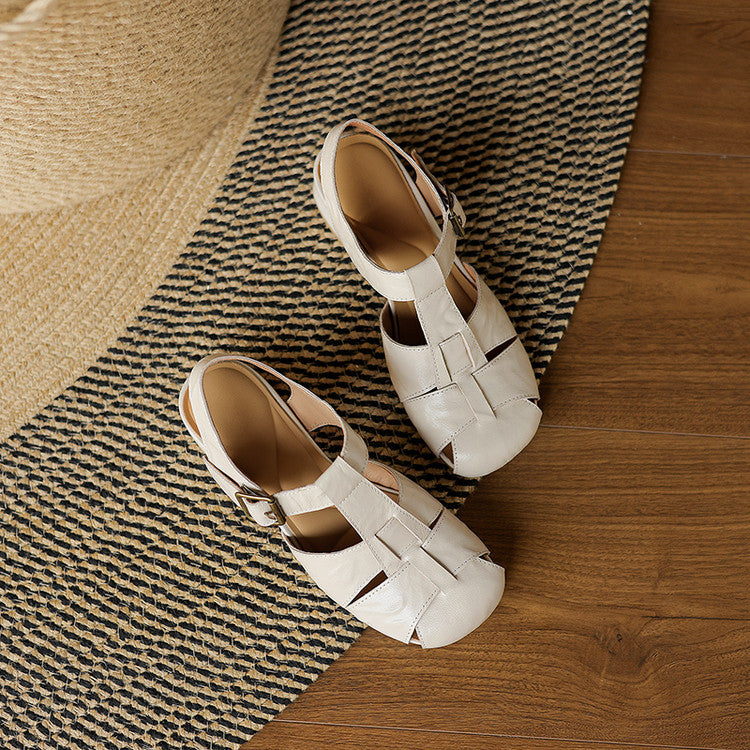 Carmen | Woven Closed-Toe Block-Heel Sandals