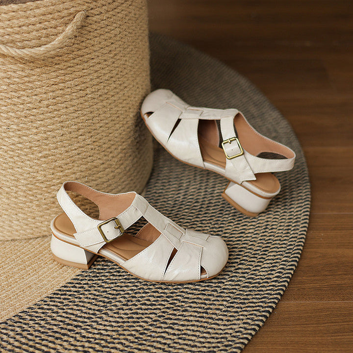 Carmen | Woven Closed-Toe Block-Heel Sandals