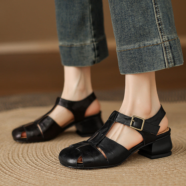Carmen | Woven Closed-Toe Block-Heel Sandals