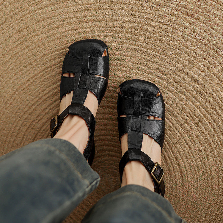 Carmen | Woven Closed-Toe Block-Heel Sandals