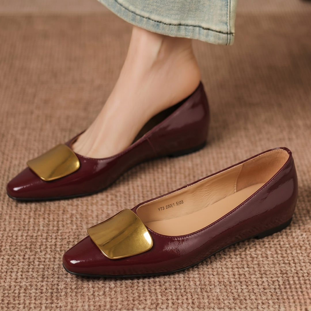Simone | Gold-Buckle Pointed-Toe Flats