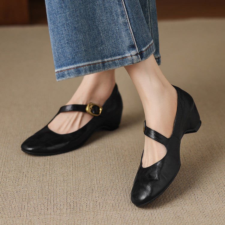 Ada | Round-Toe Buckle-Strap Mary Jane Flats