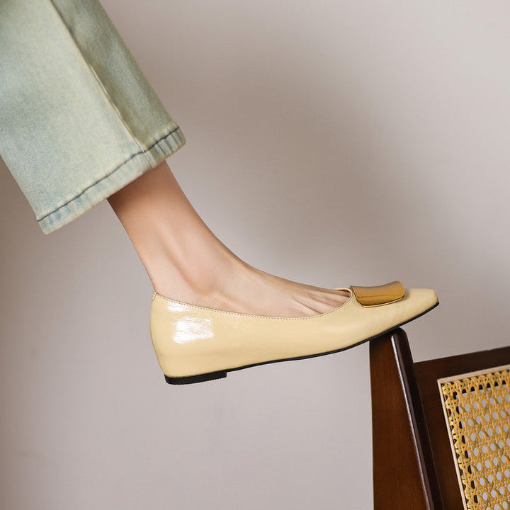 Simone | Gold-Buckle Pointed-Toe Flats