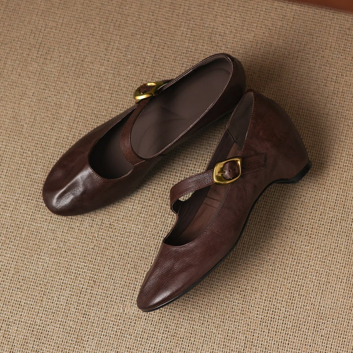 Ada | Round-Toe Buckle-Strap Mary Jane Flats