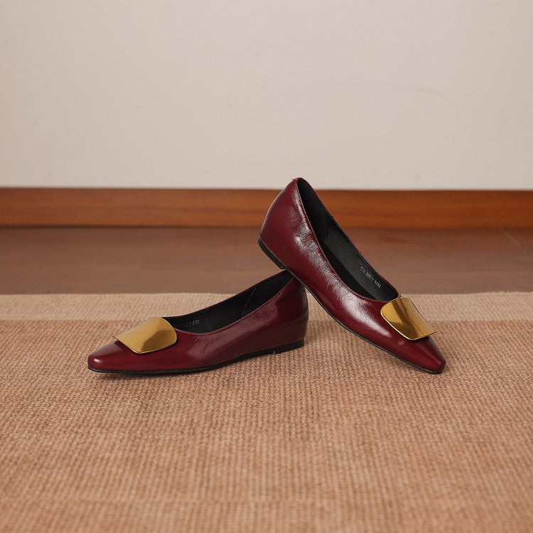 Simone | Gold-Buckle Pointed-Toe Flats
