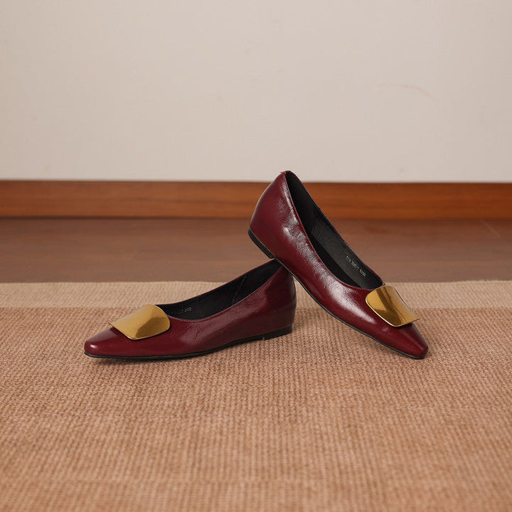 Simone | Gold-Buckle Pointed-Toe Flats