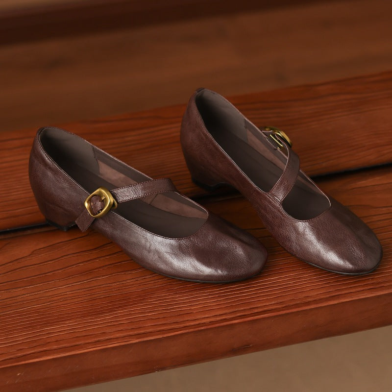 Ada | Round-Toe Buckle-Strap Mary Jane Flats
