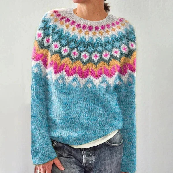 Everly | Vibrant Nordic-Pattern Knit Sweater