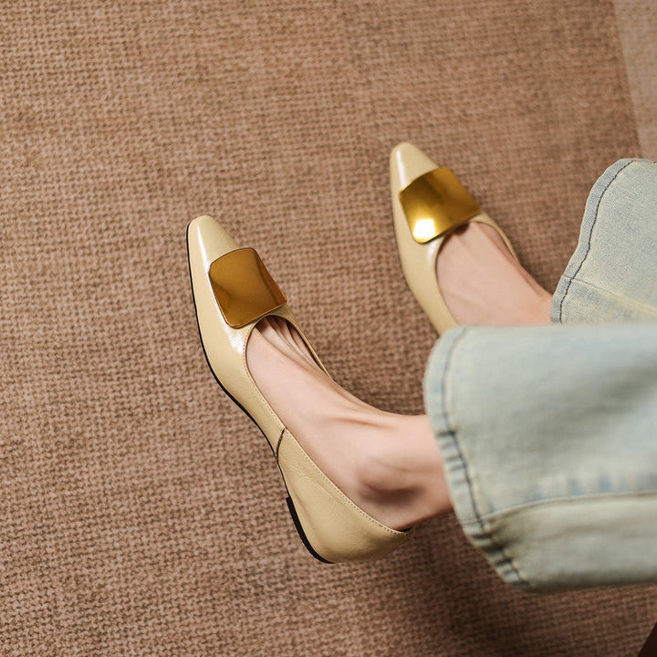Simone | Gold-Buckle Pointed-Toe Flats