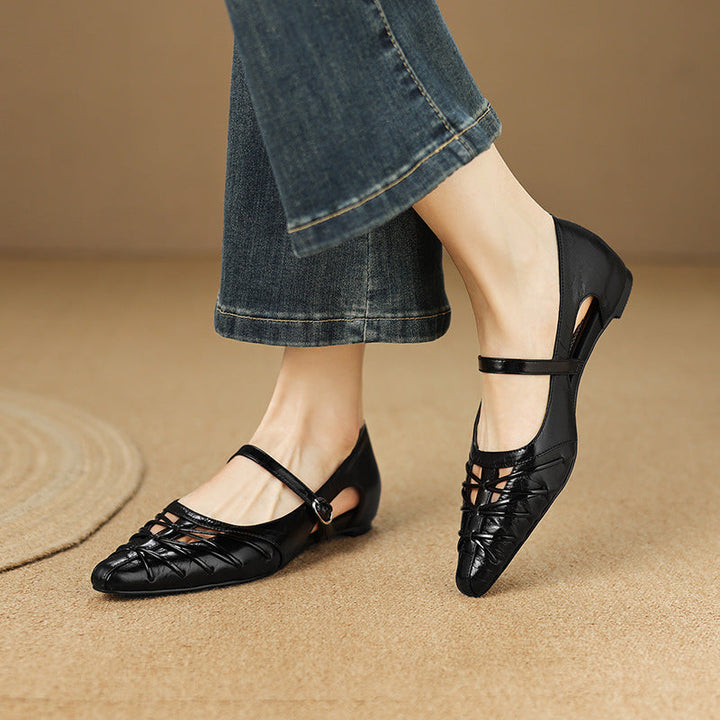Adele | Pointed-Toe Cut-Out Mary Jane Flats