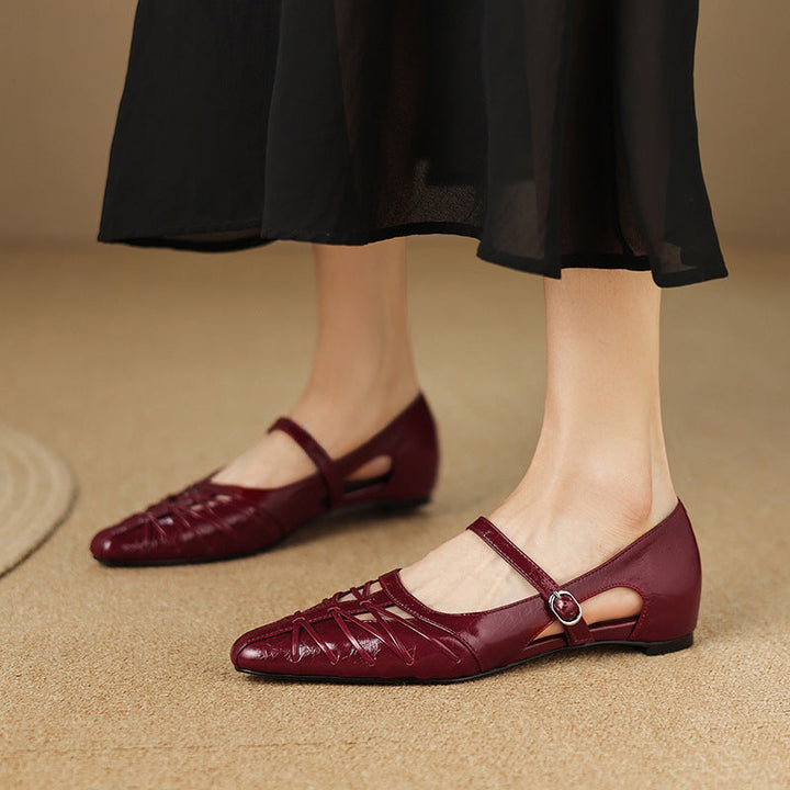 Adele | Pointed-Toe Cut-Out Mary Jane Flats