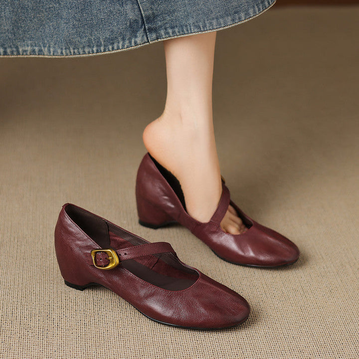 Ada | Round-Toe Buckle-Strap Mary Jane Flats