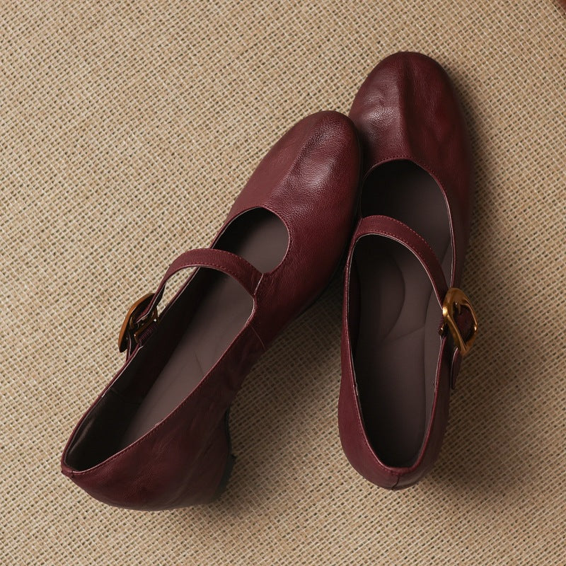 Ada | Round-Toe Buckle-Strap Mary Jane Flats