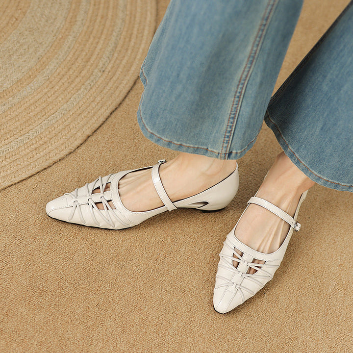 Adele | Pointed-Toe Cut-Out Mary Jane Flats