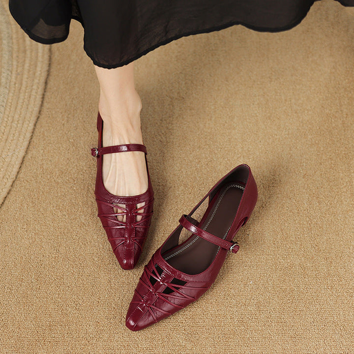 Adele | Pointed-Toe Cut-Out Mary Jane Flats