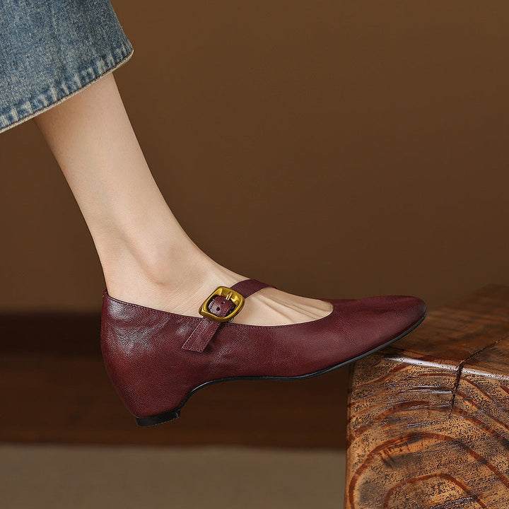 Ada | Round-Toe Buckle-Strap Mary Jane Flats