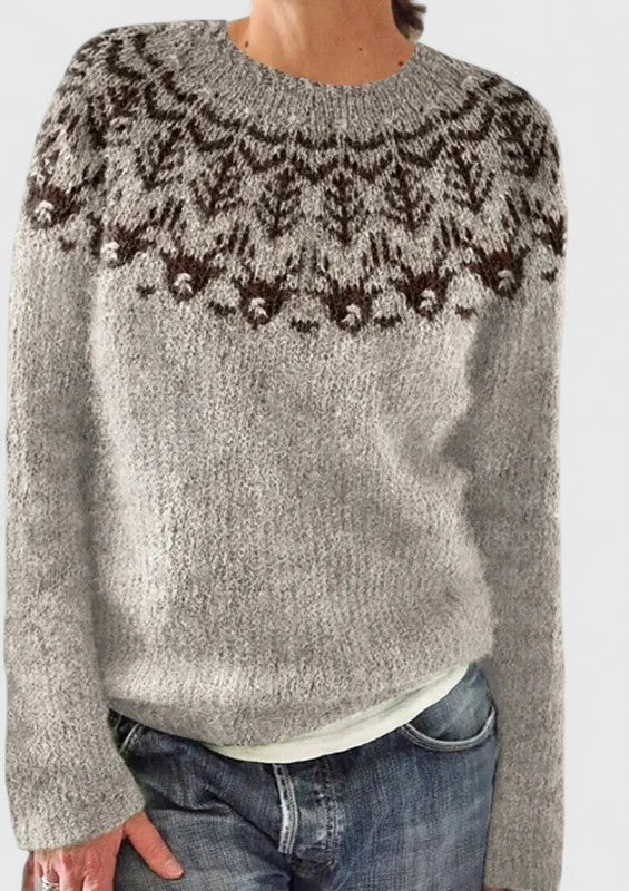 Elise | Nordic Knit Round-Neck Sweater