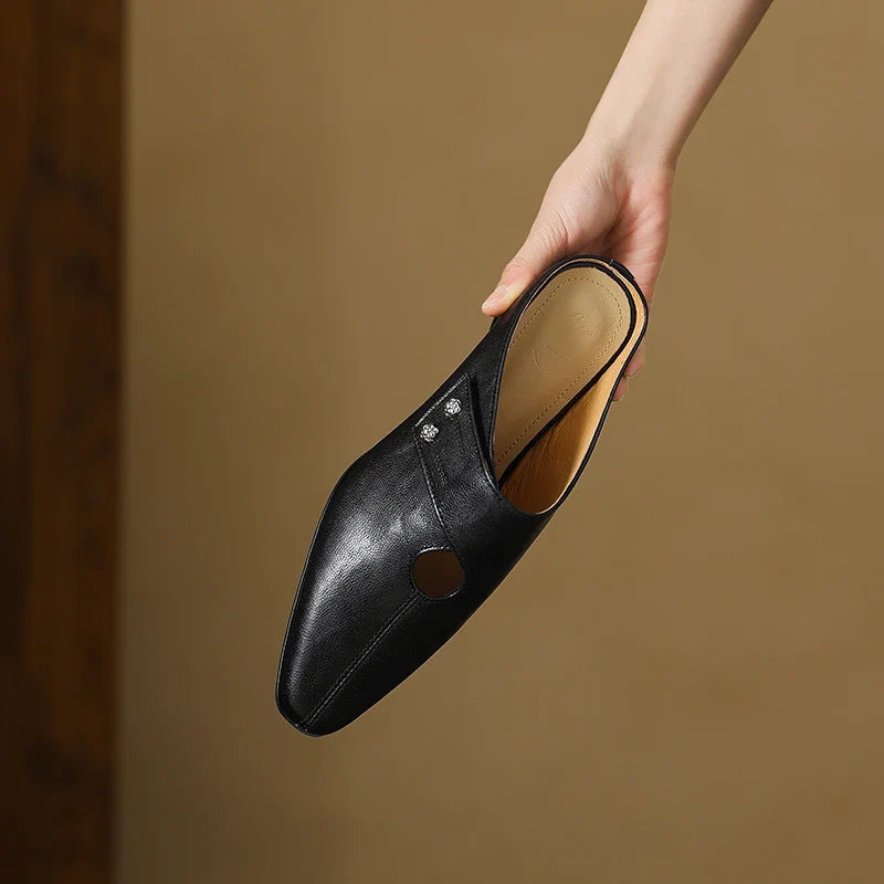 Hilda | Pointed-Toe Cut-Out Block-Heel Mules