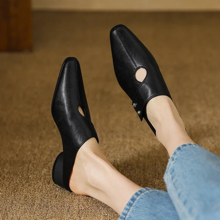 Hilda | Pointed-Toe Cut-Out Block-Heel Mules