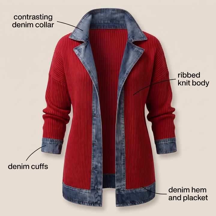 Casual Denim Trim Jacket