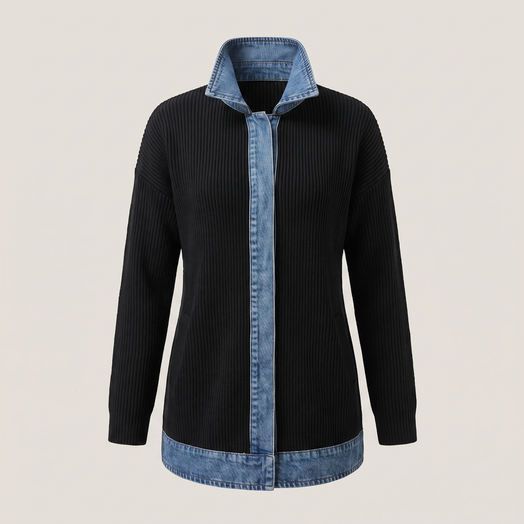 Casual Denim Trim Jacket