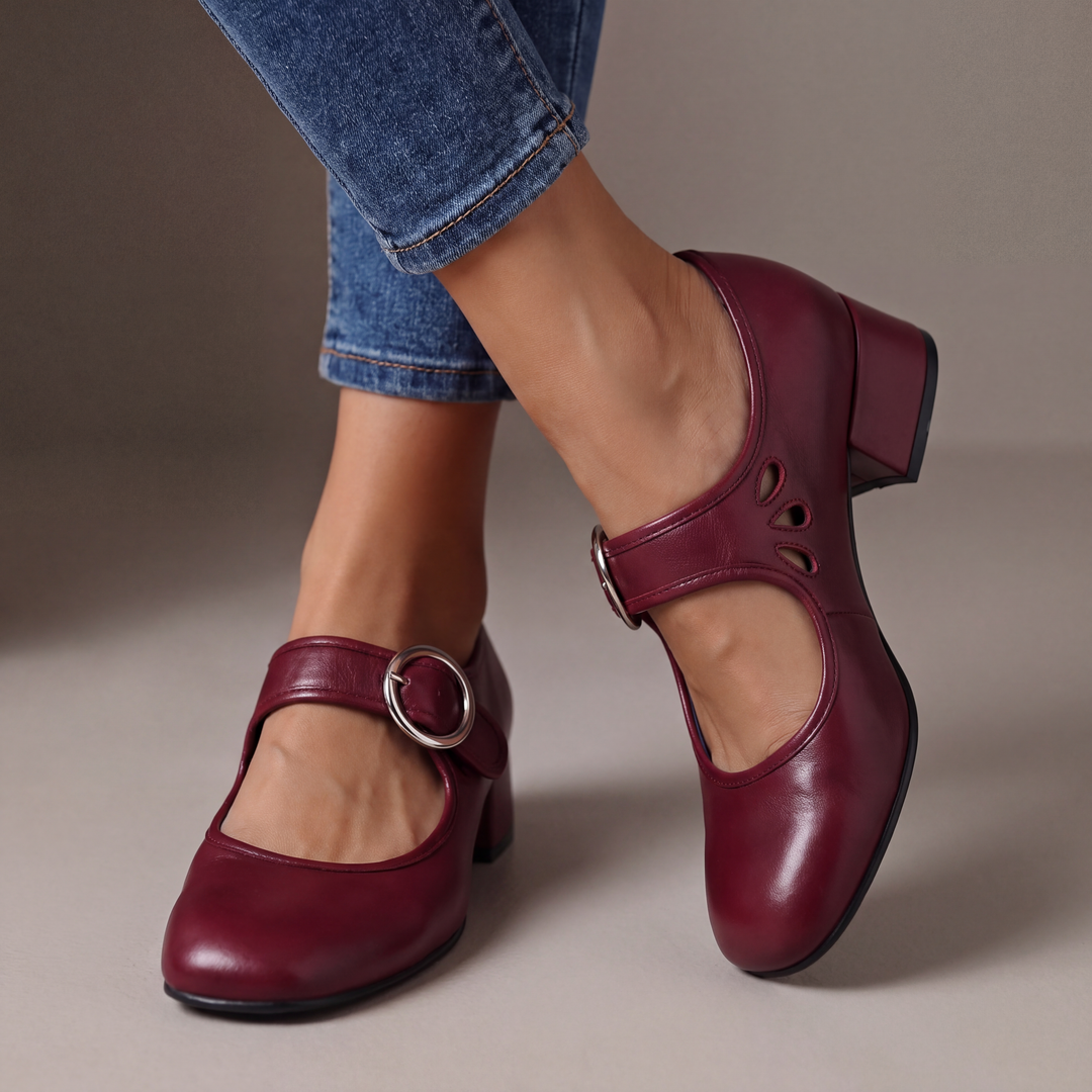 Dorothea | Round-Toe Buckle Block-Heel Mary Janes