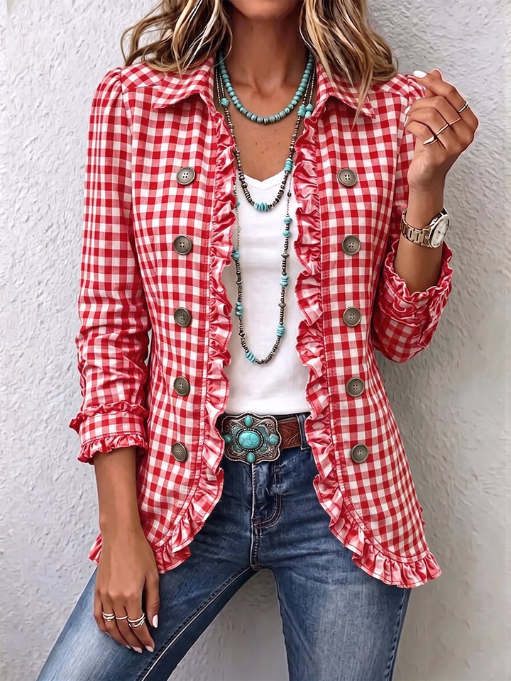 Matilda | Gingham Check Frill-Trim Jacket