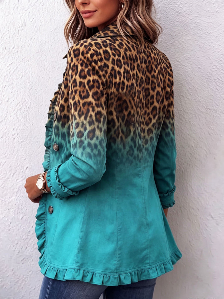 Kenya | Leopard-to-Turquoise Ombré Ruffle Blazer