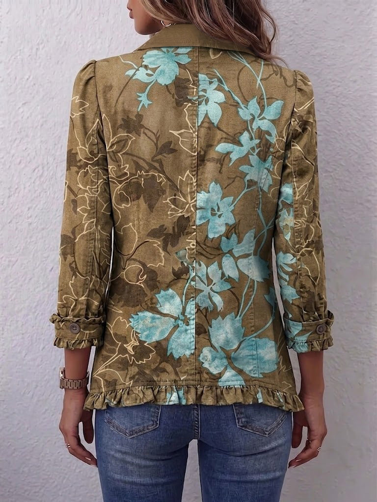 Odette | Antique Floral Ruffle-Edge Jacket
