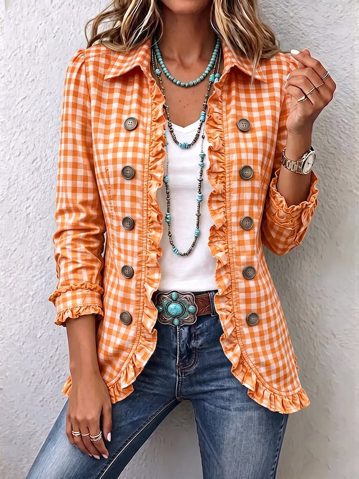 Matilda | Gingham Check Frill-Trim Jacket