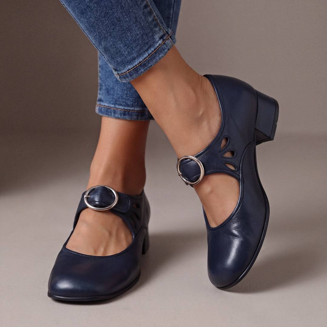 Dorothea | Round-Toe Buckle Block-Heel Mary Janes