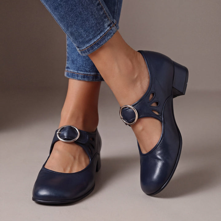 Dorothea | Round-Toe Buckle Block-Heel Mary Janes