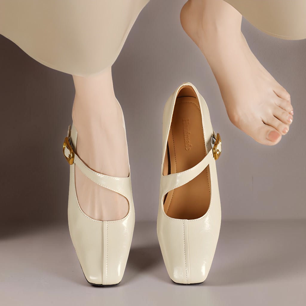 Hattie | Square-Toe Buckle Mary Jane Wedges