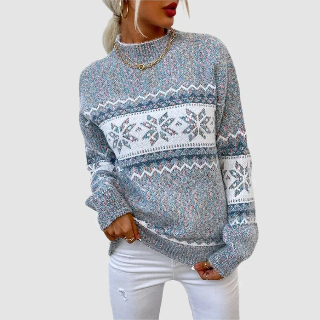 Sutton | Fair Isle Mock Neck Long Sleeve Sweater
