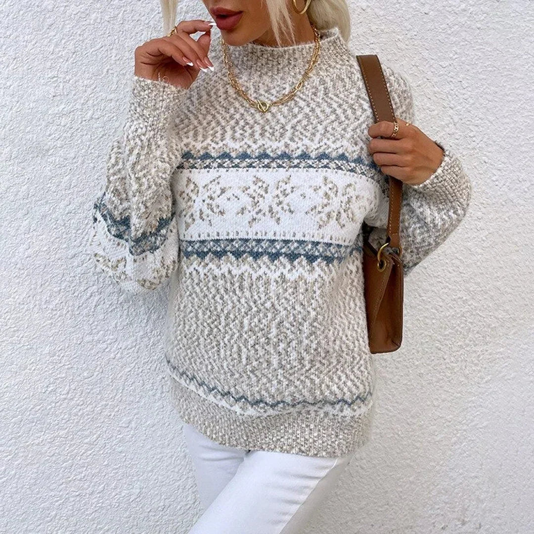 Sutton | Fair Isle Mock Neck Long Sleeve Sweater
