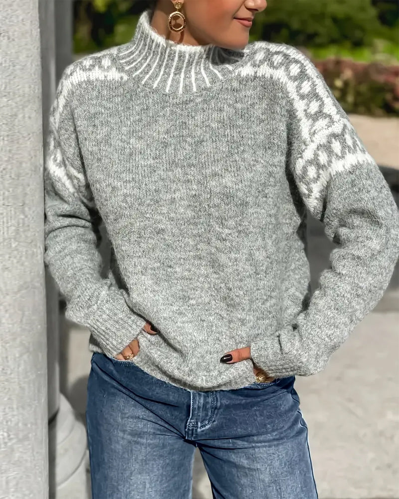 Marlowe | Wool Blend Mock Neck Fair Isle Sweater