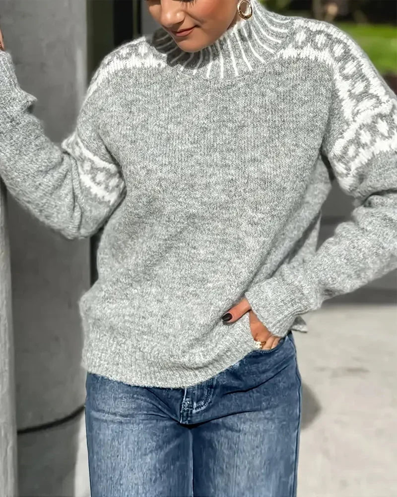 Marlowe | Wool Blend Mock Neck Fair Isle Sweater