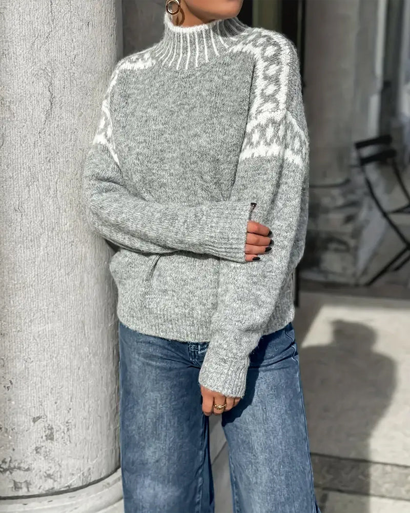 Marlowe | Wool Blend Mock Neck Fair Isle Sweater