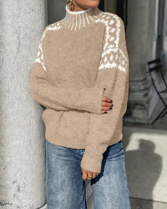 Marlowe | Wool Blend Mock Neck Fair Isle Sweater