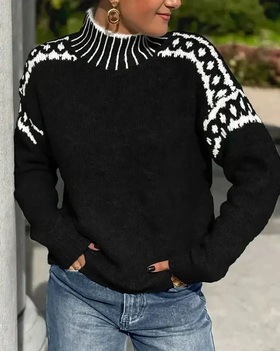 Marlowe | Wool Blend Mock Neck Fair Isle Sweater