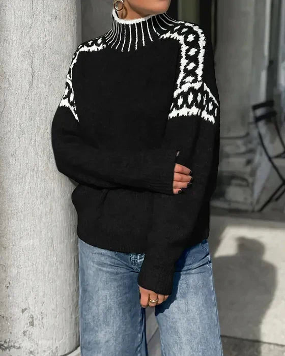 Marlowe | Wool Blend Mock Neck Fair Isle Sweater