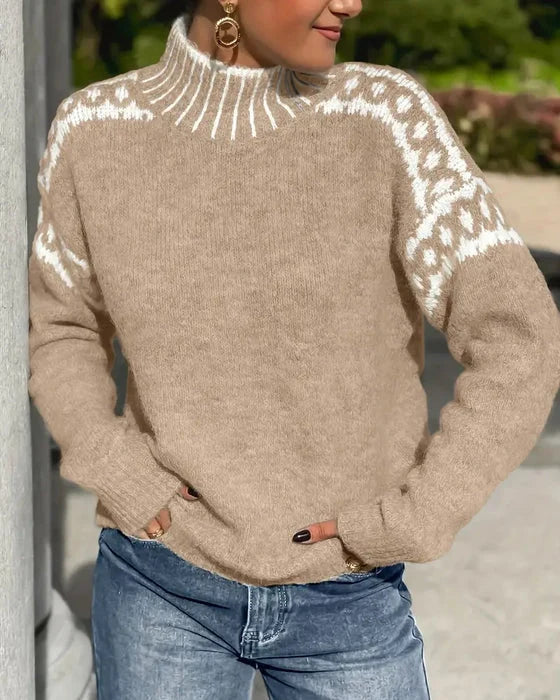 Marlowe | Wool Blend Mock Neck Fair Isle Sweater